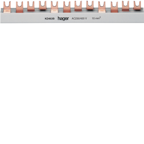 KD463B Insulated busbar 3P+N fork 10mm² 57M